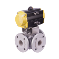 Gas , liquid 4 inch flange pneumatic three-way ball valve